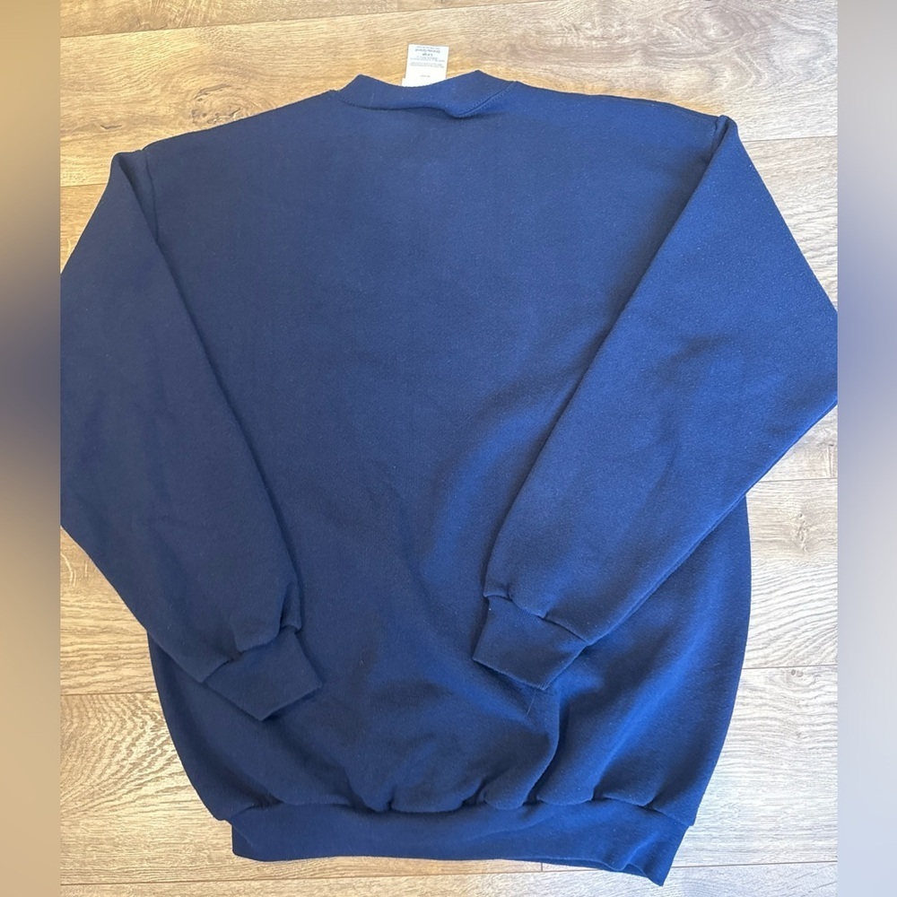 VTG 90s Red Cardinal Sweater Womens Large Navy Crewneck Sweatshirt Embroidery - Picture 6 of 6